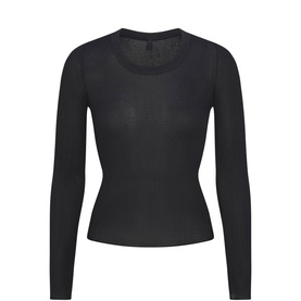 Long Sleeve Wide Crew Top Soot