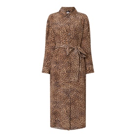 Dolmen Silk Leopard Shirt Dress