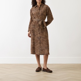 Dolmen Silk Leopard Shirt Dress
