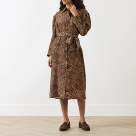 Dolmen Silk Leopard Shirt Dress