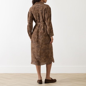 Dolmen Silk Leopard Shirt Dress