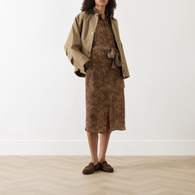 Dolmen Silk Leopard Shirt Dress