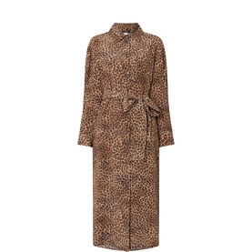 Dolmen Silk Leopard Shirt Dress