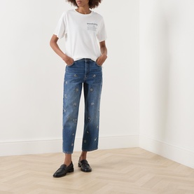 Manetta Bead Embroidered Straight Leg Jeans