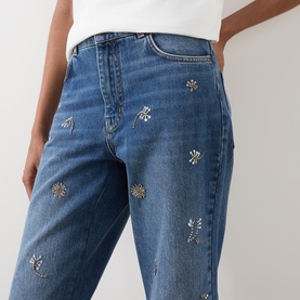 Manetta Bead Embroidered Straight Leg Jeans