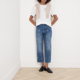 Manetta Bead Embroidered Straight Leg Jeans