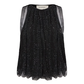 Nodo Crystal Embellished Mesh Top