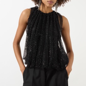 Nodo Crystal Embellished Mesh Top