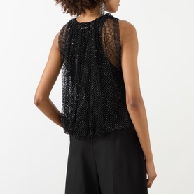 Nodo Crystal Embellished Mesh Top