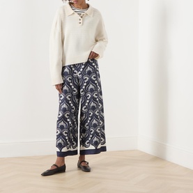 Dottico Patterned Wide Leg Silk Trousers