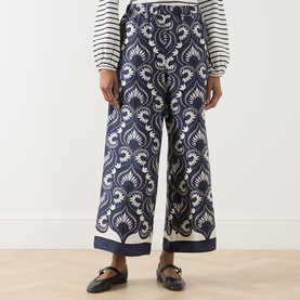 Dottico Patterned Wide Leg Silk Trousers
