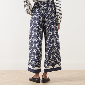 Dottico Patterned Wide Leg Silk Trousers
