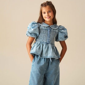 Orla Shirred Denim Blouse