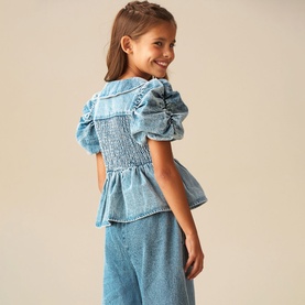 Orla Shirred Denim Blouse