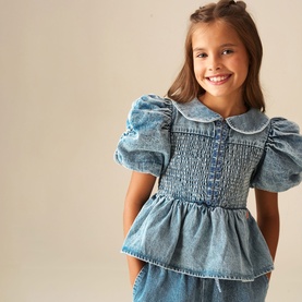 Orla Shirred Denim Blouse