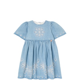 Reyna Denim Embroidered Swing Dress