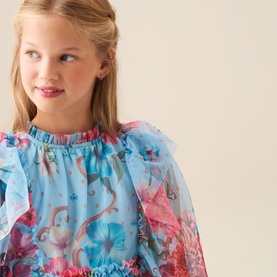 Alessia Floral Print Mesh Dress