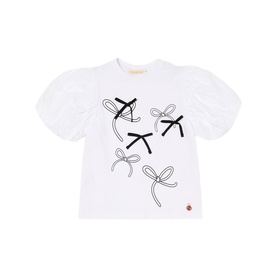 Aoife Embellished Bow Puff-Sleeve Top