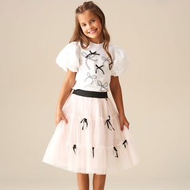 Aoife Embellished Bow Puff-Sleeve Top