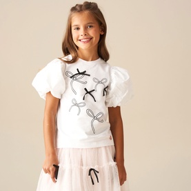 Aoife Embellished Bow Puff-Sleeve Top