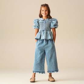 Orla Frilled Hem Denim Trousers