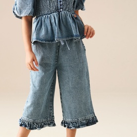 Orla Frilled Hem Denim Trousers