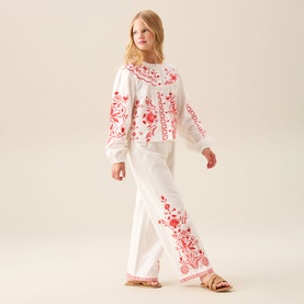 Pippa Tie Waist Embroidered Trousers