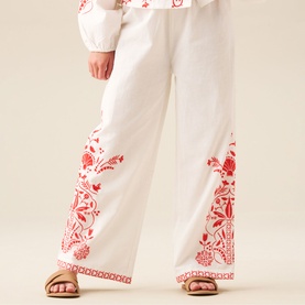 Pippa Tie Waist Embroidered Trousers