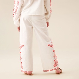 Pippa Tie Waist Embroidered Trousers