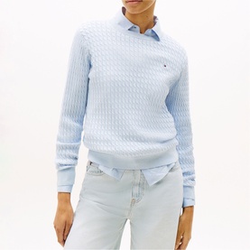 Flag Logo Cable Knit Sweater