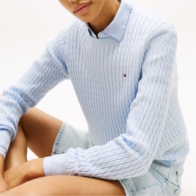 Flag Logo Cable Knit Sweater