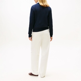 Logo Flag Cable Knit Sweater