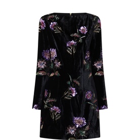 Clio Sequin Floral Mini Shift Dress