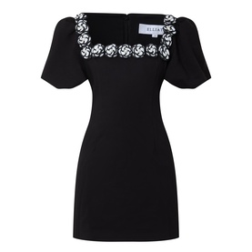 Marina Puff-Sleeve Mini Fitted Dress