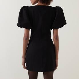 Marina Puff-Sleeve Mini Fitted Dress