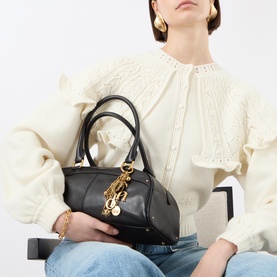 Bowling Leather Top Handle Bag