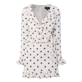 Frill Polka Dot Mini Wrap Dress