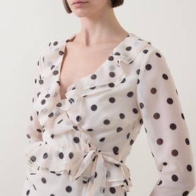 Frill Polka Dot Mini Wrap Dress