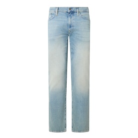 Boss Black Casual Classic Fit Straight-Leg Jeans in turquoise/aqua light wash, mid-rise, five-pocket styling with authentic fading