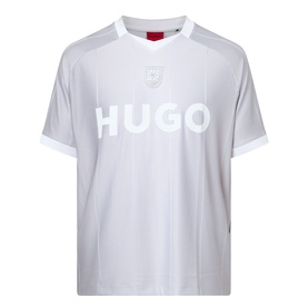 Hugo Dwild Logo T-Shirt in light/pastel green with bold logo print, shaped neckline, short sleeves and straight hemline