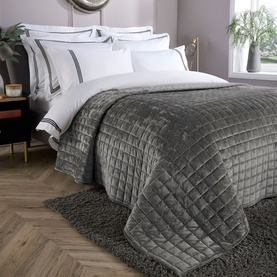 Velvet Bedspread Grey
