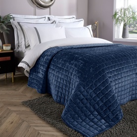Velvet Bedspread Navy