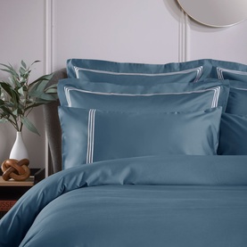 Triple Row Cord Standard Pillowcase Pair Teal/White