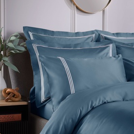 Triple Row Cord Standard Pillowcase Pair Teal/White