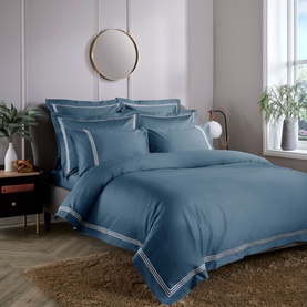 Triple Row Cord Duvet Cover Teal/White