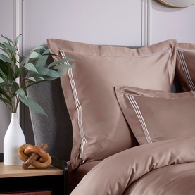 Triple Row Cord Square Pillowcase Pink/White