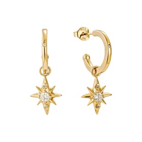 Star Drop Hoop Stud Earrings
