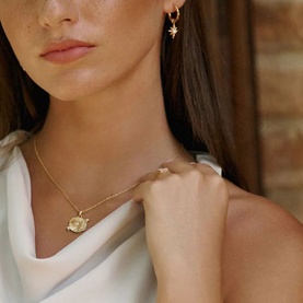 Star Drop Hoop Stud Earrings