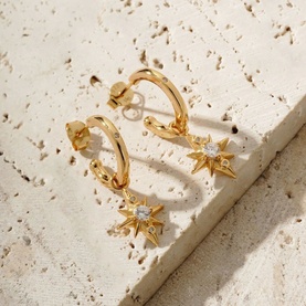 Star Drop Hoop Stud Earrings