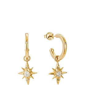 Star Drop Hoop Stud Earrings